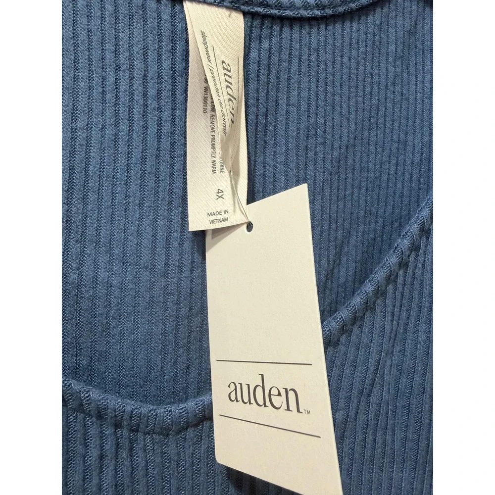 Auden Blue Ribbed Pajama Tank Top Womens Plus Size 4X Sleepwear 7K541W NWT - Picture 3 of 3